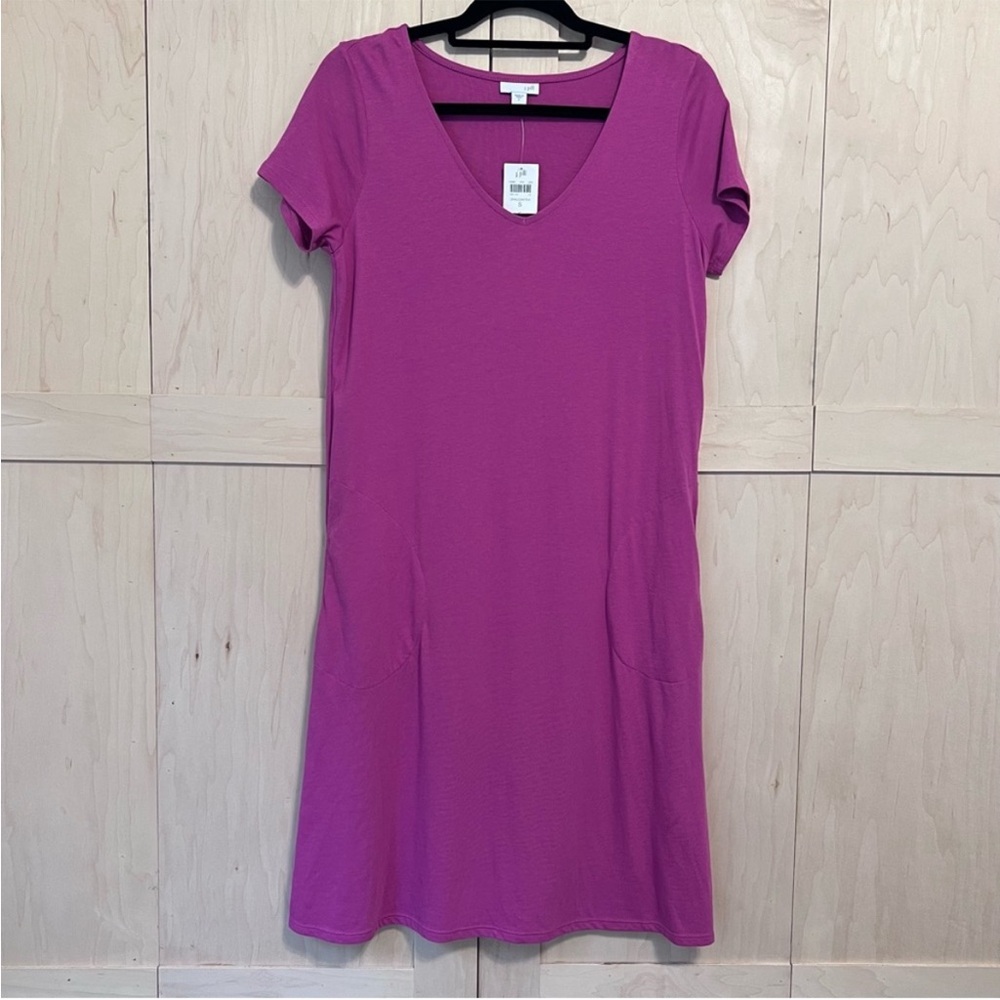 NEW J. Jill Short Sleeve midi dress size small pink purple dragon fruit